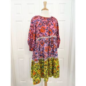 By Anthropologie Womens Multicolor Floral Tiered Mabel Mini Dress Medium